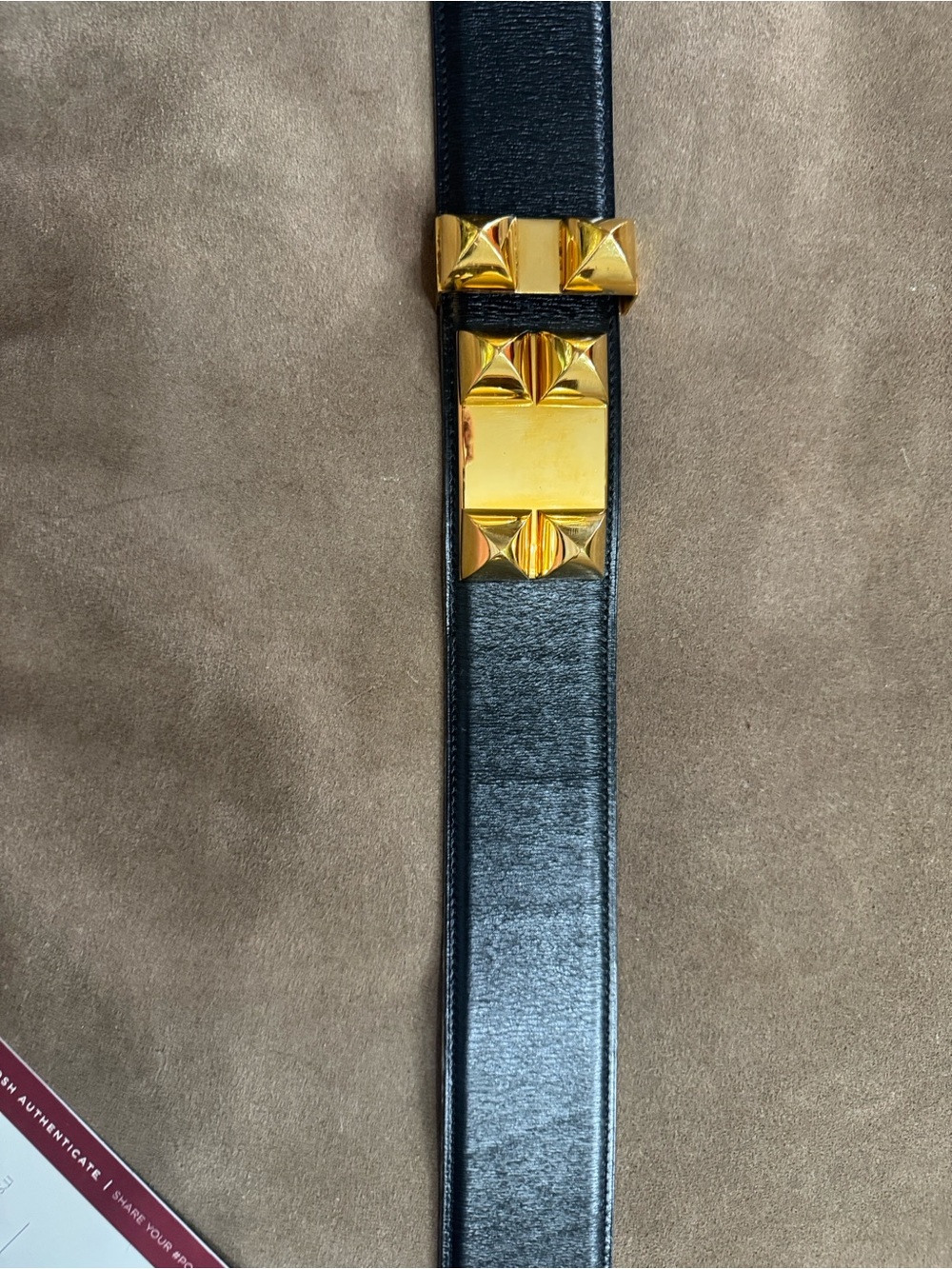 Hermès Collier de Chien Black Box Leather Belt Gold Hardware Size 85 - Picture 7 of 17